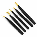 Eyelash Extension Tweezers Set (Matte Black & Gold Edition)