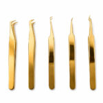 Professional Volume Eyelash Extension Tweezers Set (5-Piece Gold Edition)